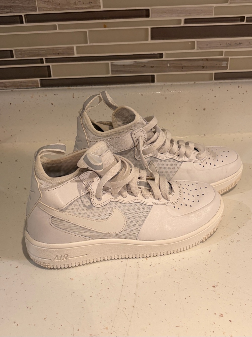 Nike White Mid-Top Sneaker with Air Sole - Picture 3 of 12